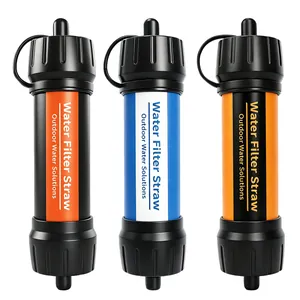 Set of three portable outdoor water filter straws for camping and emergency survival gear
