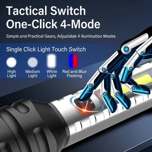 Wiederaufladbare taktische Taschenlampe mit vier Lichtmodi und wasserdichtem Gehäuse