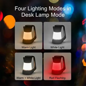 Tragbare LED-Lampe mit vier Lichtmodi: Warm-, Weiß- und rotes SOS-Blinklicht