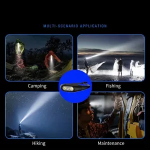 Rechargeable silicone LED headlamp shown in multiple outdoor usage scenarios
