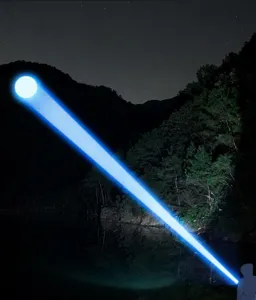 Faisceau de lampe de poche LED haute puissance à longue portée perçant la nuit noire