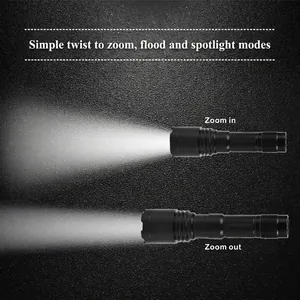Lampe de poche LED rechargeable P70 puissante avec zoom réglable pour usage extérieur