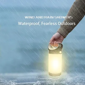 Portable waterproof LED camping lantern with handle for outdoor hiking and emergency use