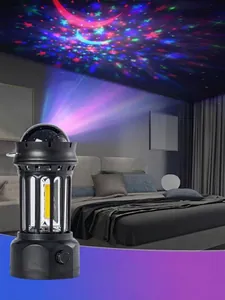 Retro LED Star Projector Camping Light Portable Rechargeable RGB Atmosphere Lantern With Stepless Dimming For Outdoor Indoor Party Decor