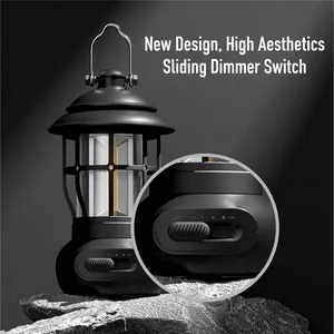 Vintage USB-Campinglaterne mit verstellbarem Schiebedimmerschalter für Atmosphäre
