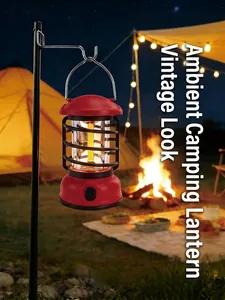 Vintage LED Camping Lantern Portable Retro Outdoor Tent Lamp With Metal Handle For Hiking Garden Party Decoration Atmosphere Light