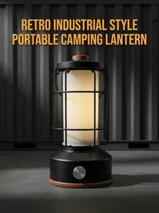 Lanterna da Campeggio all'Aperto in Stile Industriale Retrò con Dimmerazione Continua e Maniglia Portatile Lampada a Sospensione Vintage
