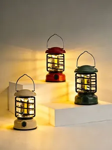 Vintage style LED camping lanterns in multiple colors for outdoor atmosphere lighting