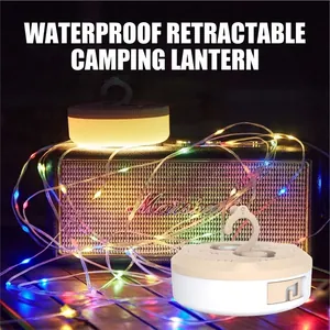 Retractable LED Camping String Lights Portable Waterproof Atmosphere Light Outdoor Tent Camping Lights With Magnetic Hook USB Rechargeable
