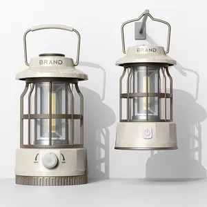 Portable Retro LED Camping Lantern Rechargeable Outdoor Hanging Tent Lamp Vintage Atmosphere Lighting For Hiking Camping