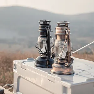 Lanterne da campeggio a LED ricaricabili in stile vintage nero e bronzo per l'esterno