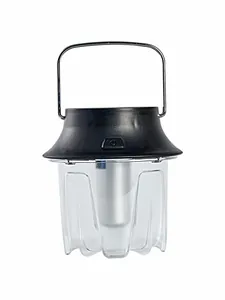 High-brightness portable solar outdoor camping lantern with metallic handle on white background