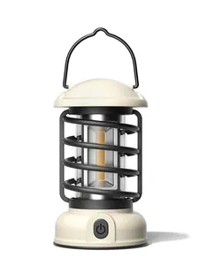 Retro LED Camping Lantern Portable Vintage Style Outdoor Tent Hanging Light ABS Metal Stepless Dimming Emergency Lamp For Camping Hiking