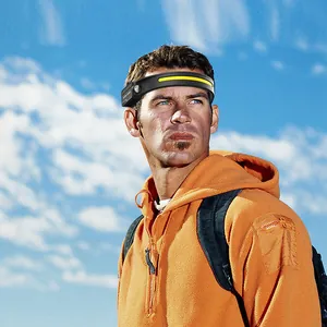 LED headlamp with motion sensor and USB charging for outdoor hiking night running