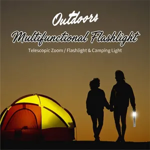 Lampe de poche LED rechargeable d'extérieur avec zoom haute luminosité pour camping