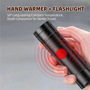 High-intensity 2-in-1 portable LED flashlight and hand warmer with 50°C constant heat