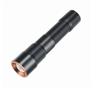 Portable high-power black aluminum alloy LED flashlight for outdoor emergency lighting