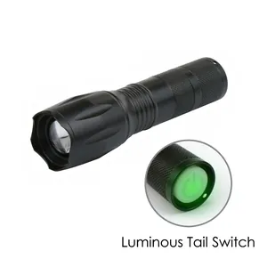 Professional T6 LED rechargeable flashlight with zoom focus and luminous tail switch