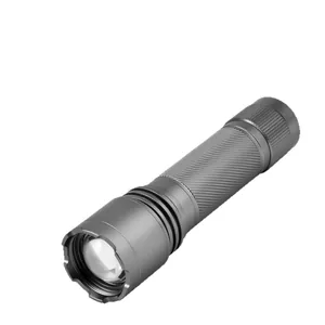 Torcia LED portatile in lega di alluminio grigia con impugnatura antiscivolo
