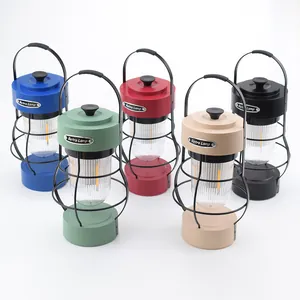 Collezione di cinque lanterne da campeggio a LED ricaricabili rétro in vari colori