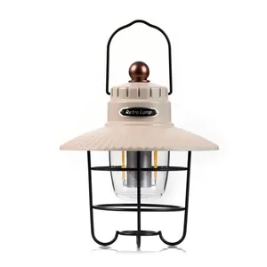Vintage style portable LED rechargeable camping lantern for outdoor atmosphere lighting