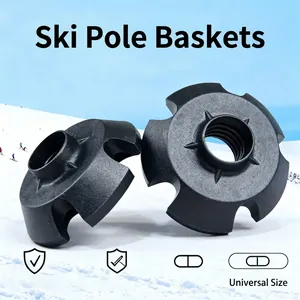 Detailansicht der schwarzen Universal-Schneeteller für Trekking- und Skistöcke mit Gewinde