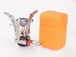 Fornello da campeggio pieghevole portatile con accensione piezo e custodia arancione
