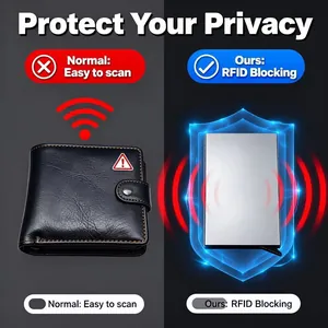 Detail view of RFID blocking shield technology protecting aluminum card holder case