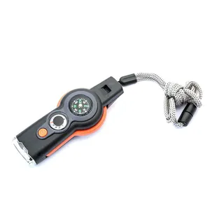 Vielseitige 7-in-1 Überlebenspfeife mit Kompass und LED Taschenlampe für Camping
