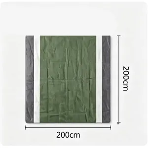 Tappetino da spiaggia impermeabile 200x200cm a righe verdi e grigie