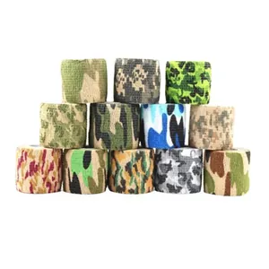 Detailed collection of 12 camouflage self-adhesive elastic bandages in various colors