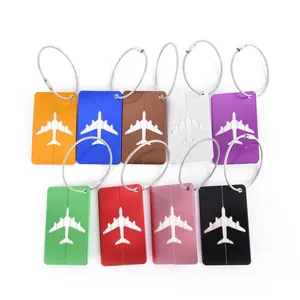 Colorful aluminum airplane luggage tags with secure stainless steel wire loops for bags