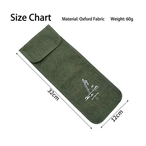 Bolsa de almacenamiento para piquetas de tienda en tela Oxford verde, 32 cm x 12 cm
