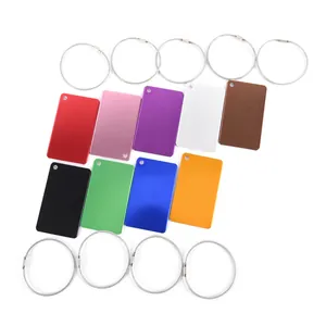 Colorful aluminum luggage tags with stainless steel wire loops for travel identification
