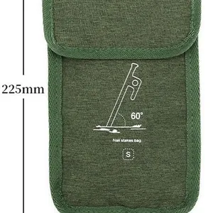 Bolsa de almacenamiento verde para estacas de tienda de campaña con altura de 225 mm