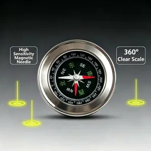 Detailansicht eines 60mm Kompasses aus Edelstahl mit zweisprachiger Richtungsanzeige