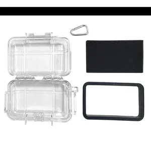 Kit complet de boîte de rangement extérieure étanche transparente avec éponge et mousqueton