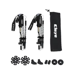 Folding aluminum alloy trekking poles set with storage bag and accessories