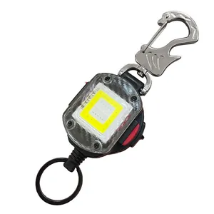 Schwerer ausziehbarer Ausweishalter mit integriertem COB-LED-Licht und Karabinerhaken