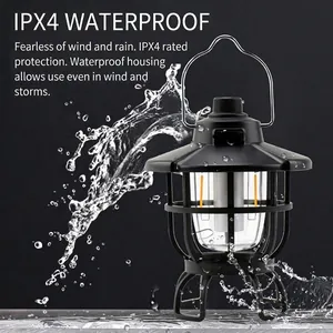 Retro LED Camping Lantern Rechargeable Portable Hanging Outdoor Tent Lamp IPX4 Waterproof Decorative Atmosphere Light For Picnic Hiking Yard
