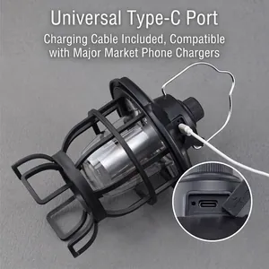 Rechargeable retro camping lantern with Type-C interface for outdoor tent lighting