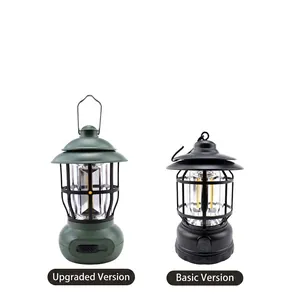 Lanternes de camping LED vintage portables en vert et noir pour usage extérieur