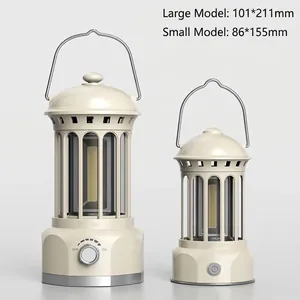 Vintage retro style COB LED camping lantern set in two sizes for outdoor tent lighting