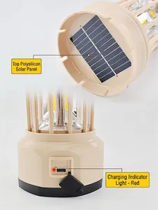 Solar powered retro camping lantern with COB lighting and universal Type-C port