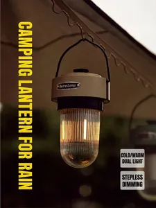 Retro LED camping lantern with stepless dimming for outdoor tent and canopy lighting