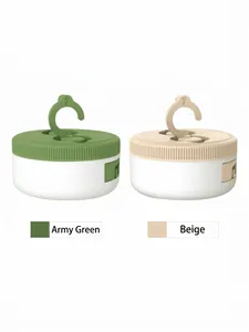 Portable waterproof LED camping lantern and string lights in army green and beige