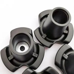 Close-up view of black rubber crutch tips featuring a durable non-slip base for stability