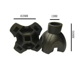 Precise dimension view of 19mm anti-slip rubber 4-legged replacement cane tip base