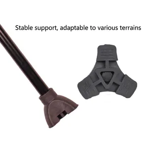 Detailed view of triangular non-slip rubber foot pad for walking canes and trekking poles