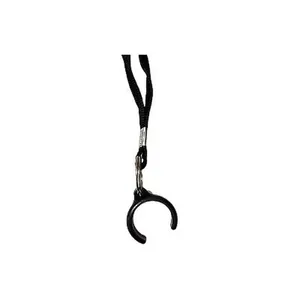 Vue détaillée de la dragonne en nylon tressé noir pour accessoires de canne de marche.